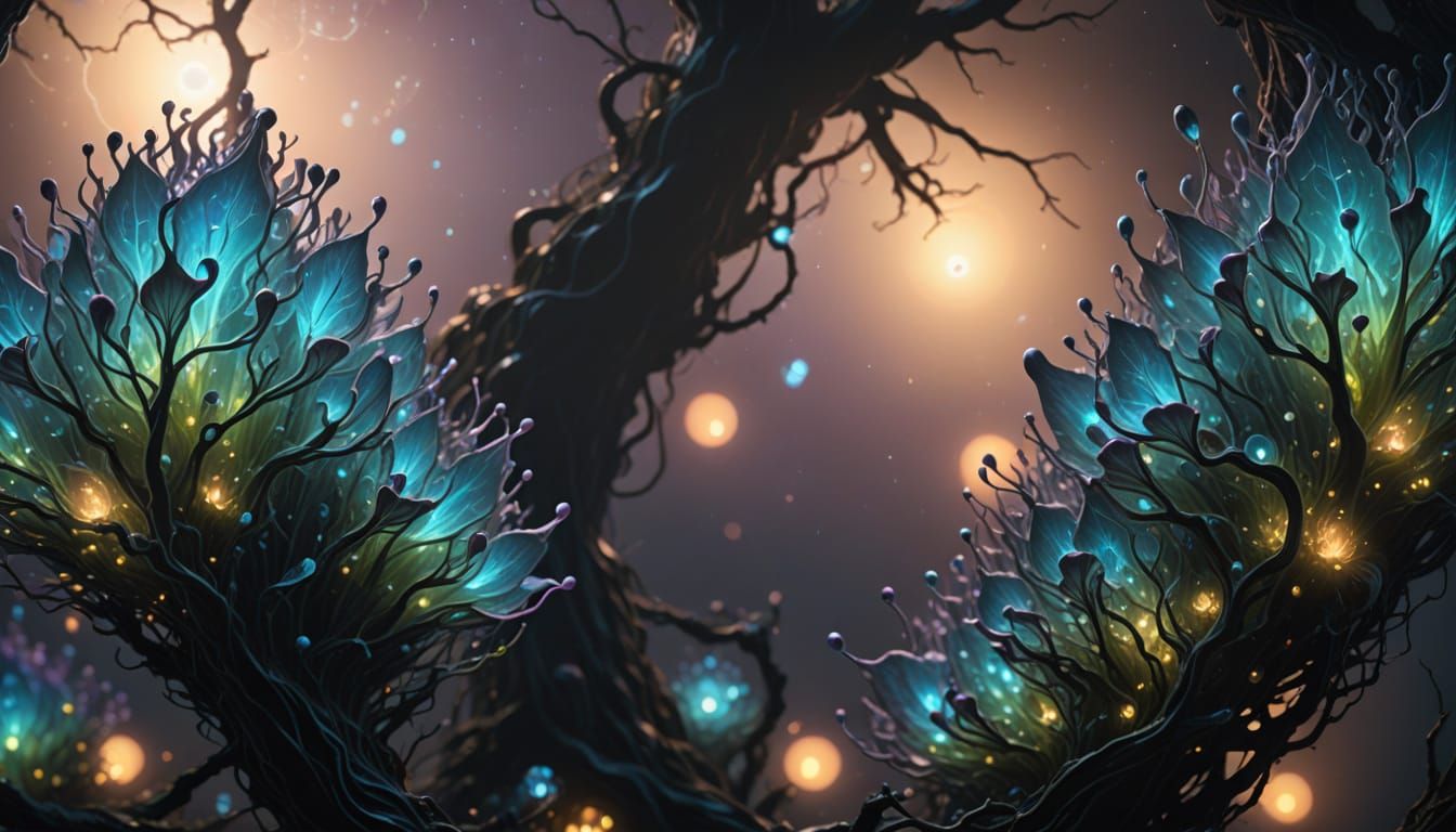 Ethereal Alien Glands in Misty Environment