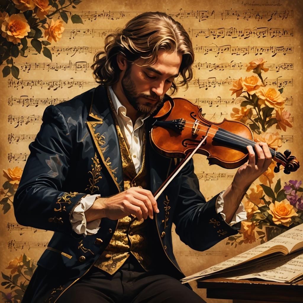 Baroque Violinist Plays Fugue in Candlelight