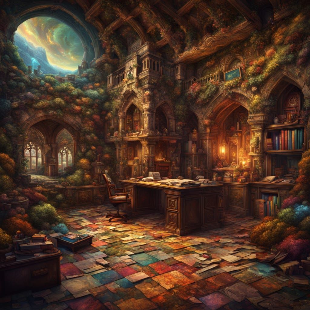 Castle Studio Digital Matte Painting with Textured Brushwork