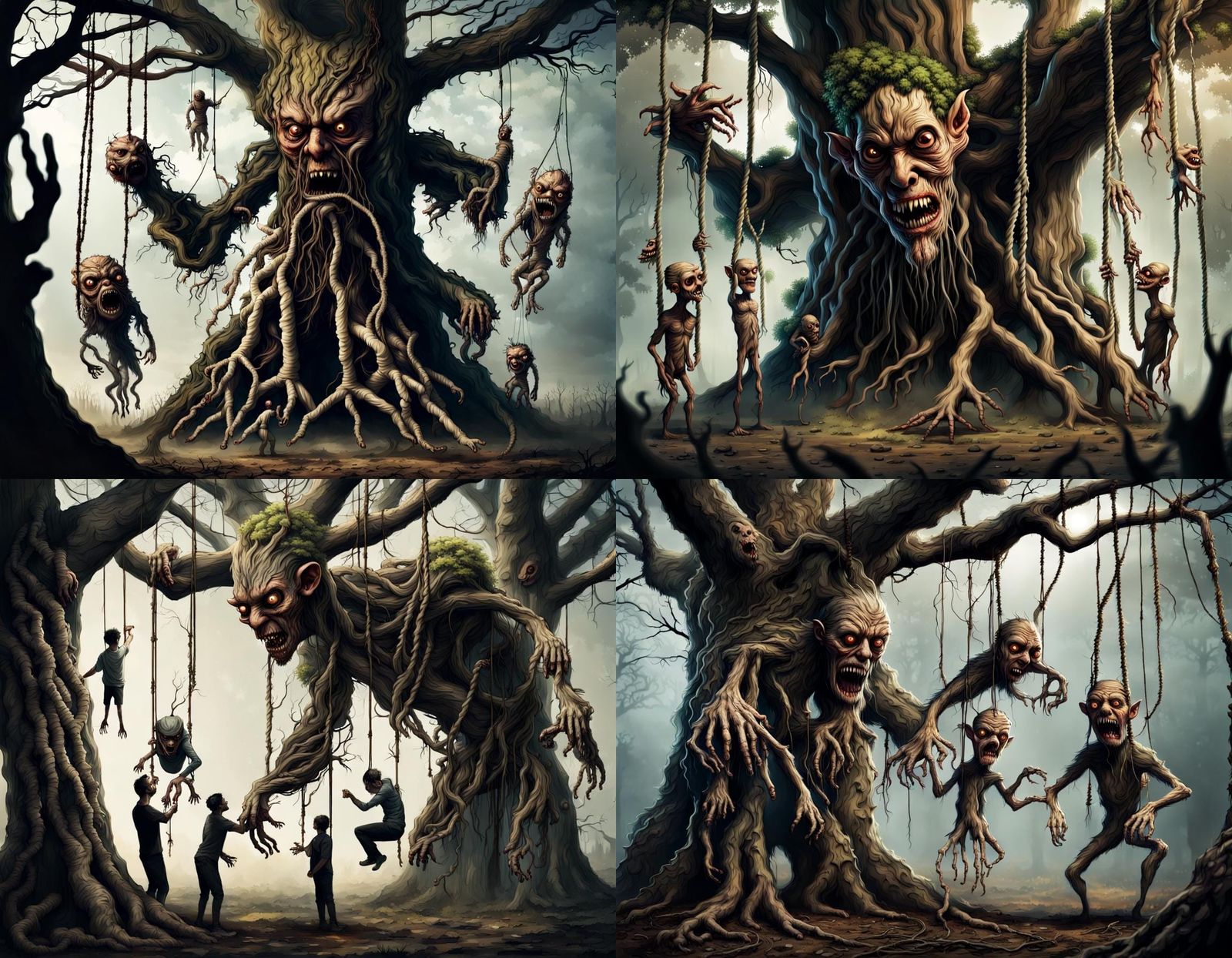 Creepy Treant Monsters with Human Puppets
