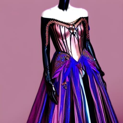 Ethereal gothic rose gold met gala dress with rose gold Silk...