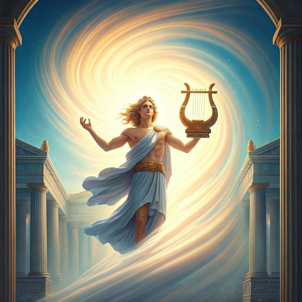 Apollo, Greek God of Light, in Golden Radiance