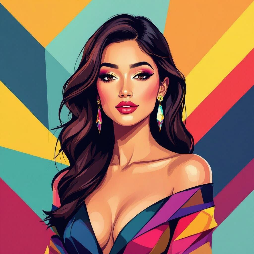 Geometric Pop Art Portrait of a Woman