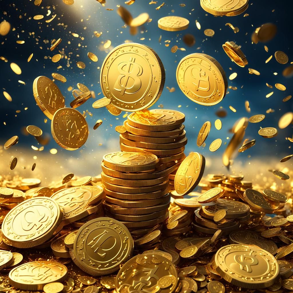 Gold Coins Rain in Futuristic Casino Scene