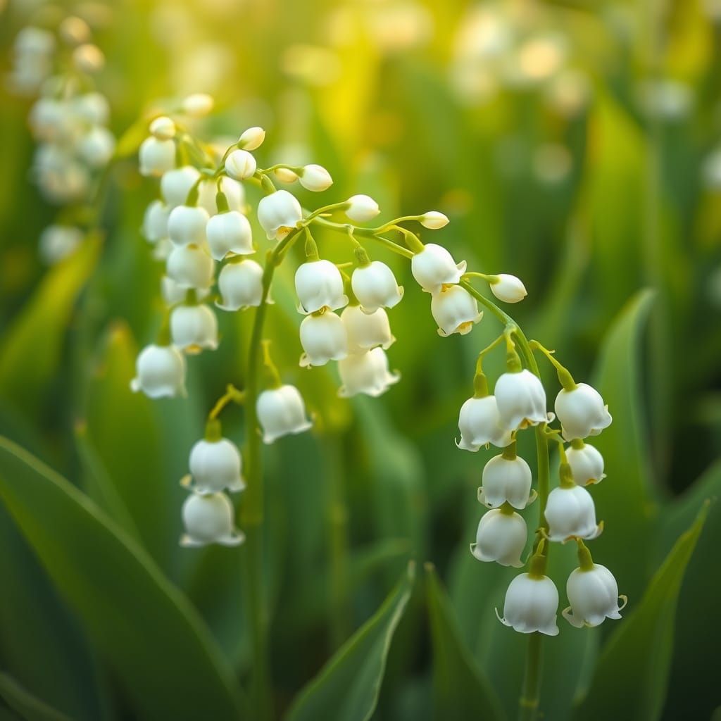 Ethereal White Blossoms Dance in a Lush Green Meadow