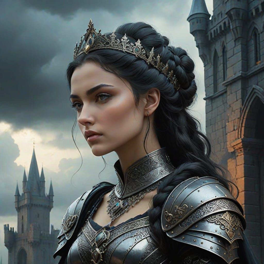 Medieval Maiden in Splendid Armor