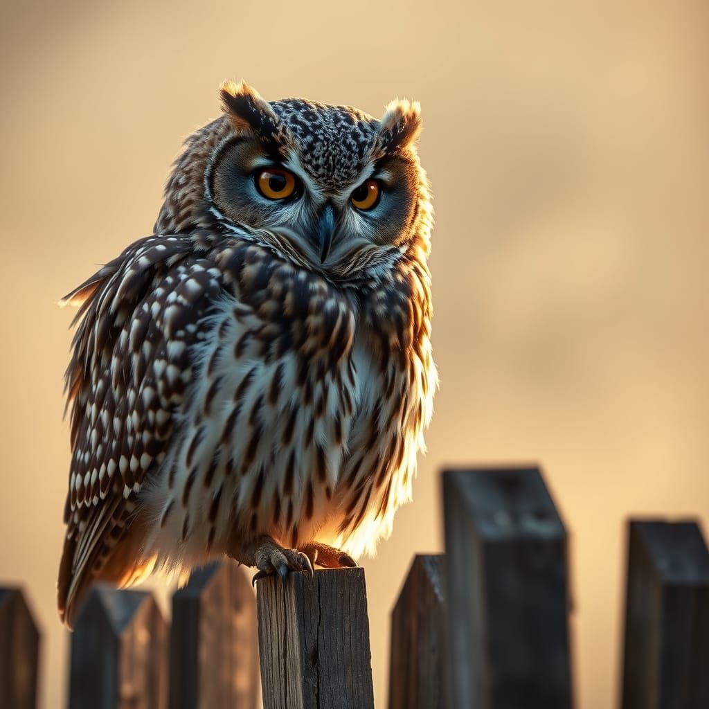 Majestic Tawny Owl in Golden Mist
