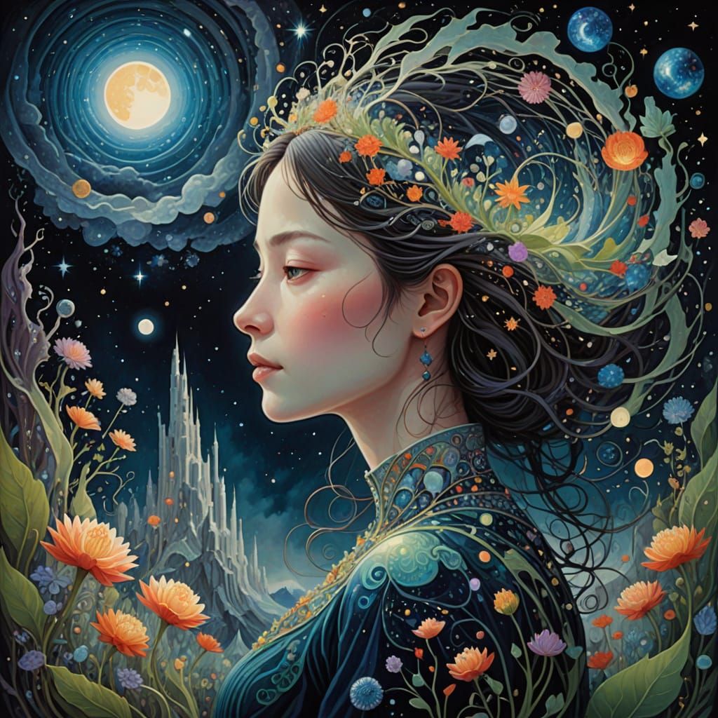 Ethereal Cosmic Rebirth in a Dreamlike Fantasy Realm