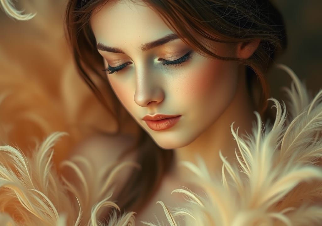 Ethereal Woman with Gentle Glow in Romantic Style