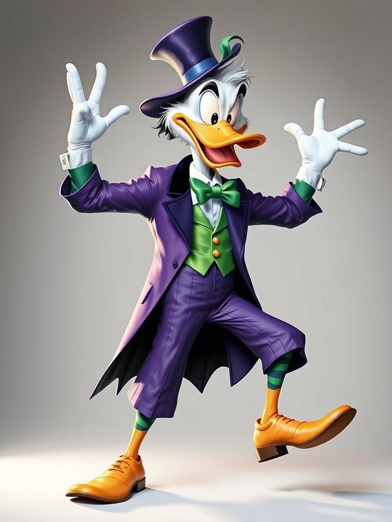 Daffy Duck as The Joker: Detailed Caricature