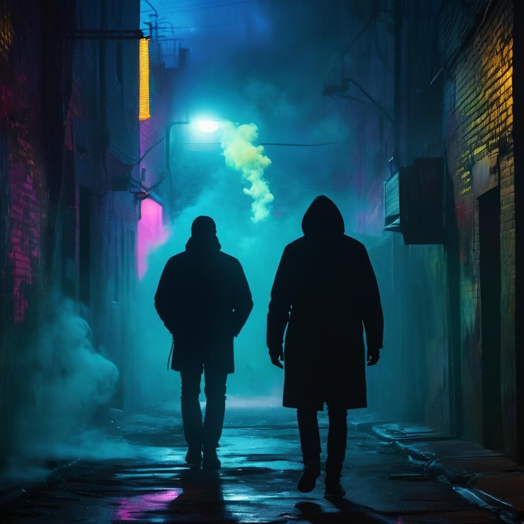Neon Graffiti Alleyway in Cinematic Style