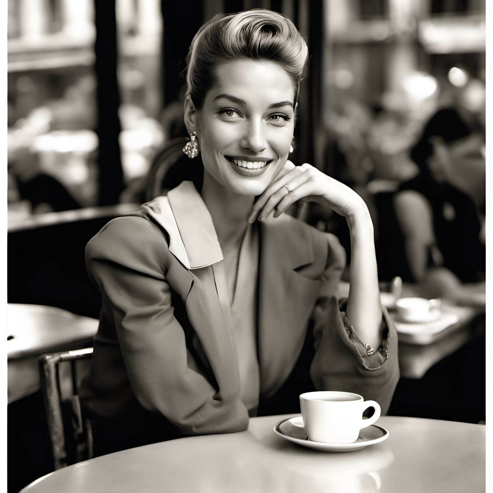 Woman in 90s Cafe: Inspired by Schatzberg and Demarchelier