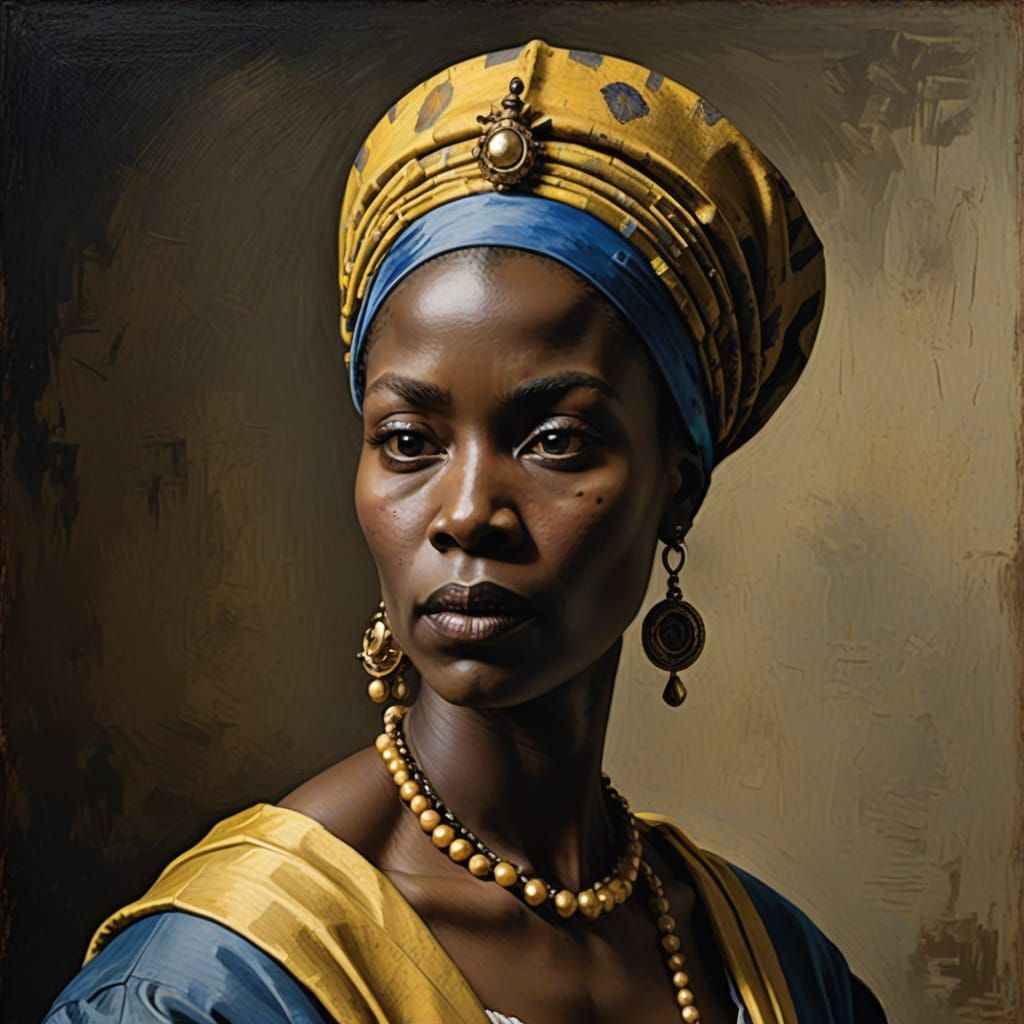 Voodoo Queen Portrait in Vermeer Style