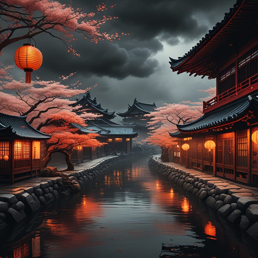 Ancient Japanese Cityscape in Whispers of the Past