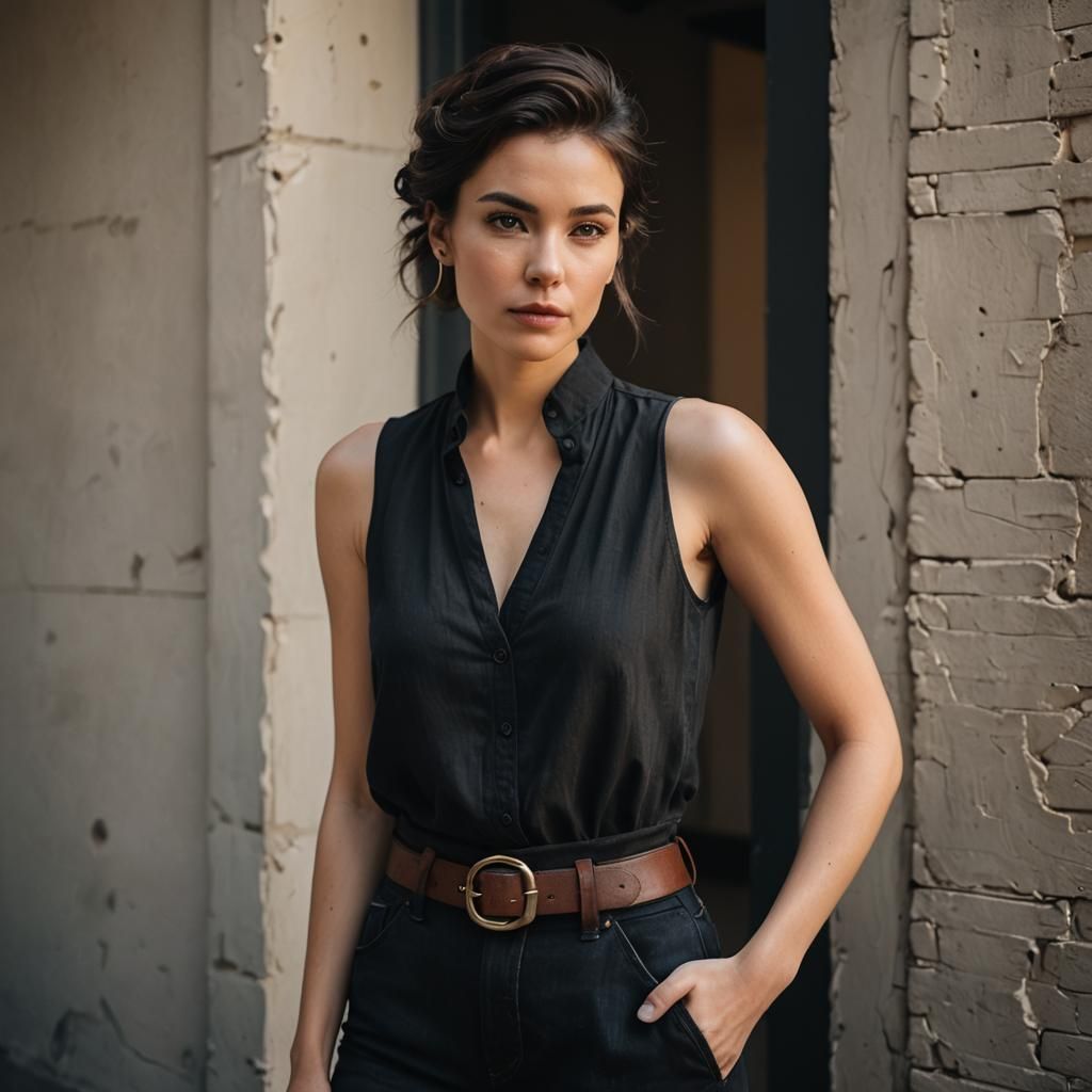 Fashion Portrait of Confident Woman in Cinematic Light