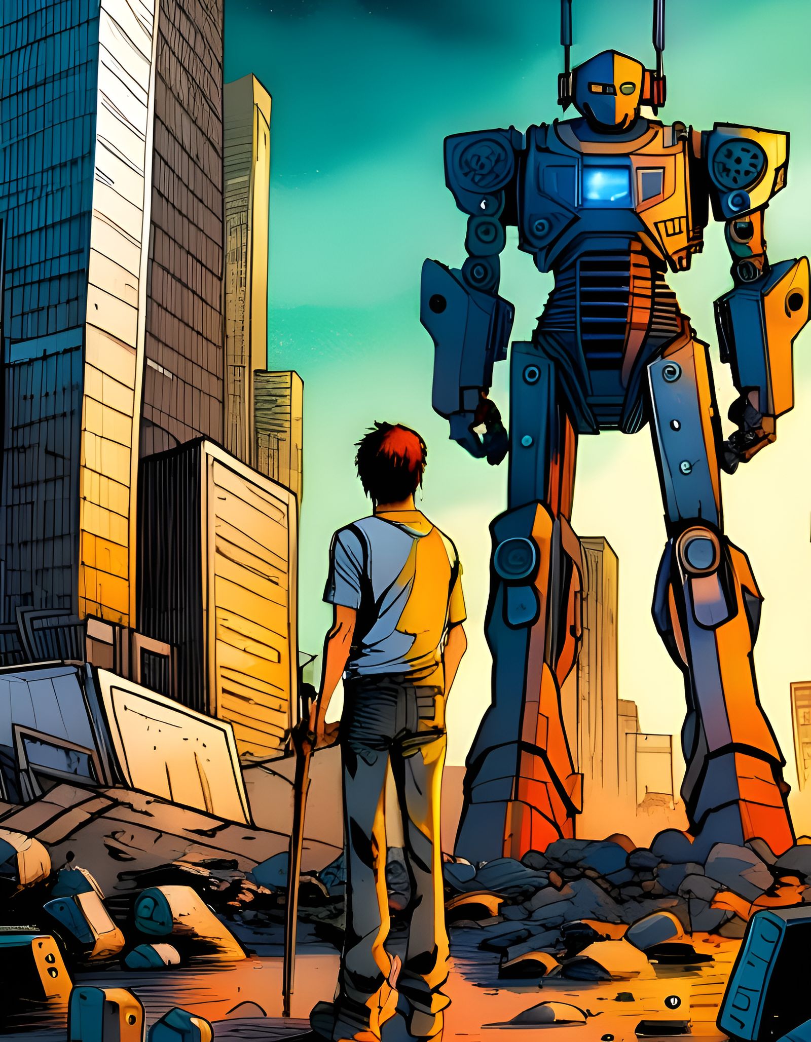 Post-Apocalyptic Manga Robot in Neo-Tokyo