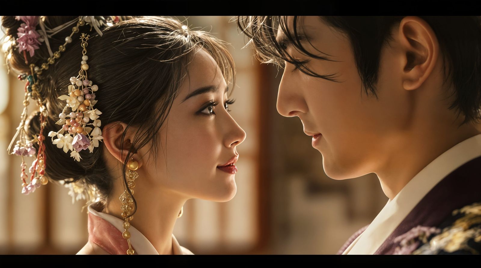 Korean Couple in Love: Cinematic Film Still