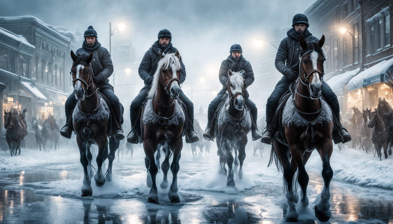 Ethereal Ice Riders Conquer Frozen Metropolis in Hyper-Reali...