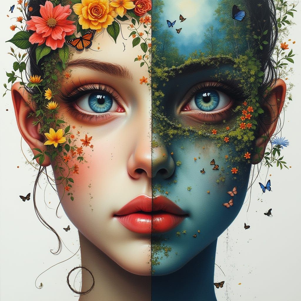 Abstract Portrait in Multi-Style Collage