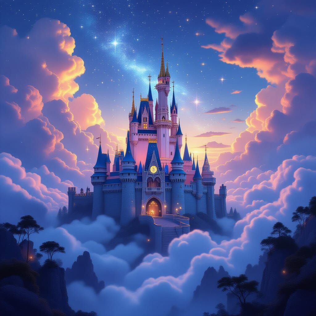 Magical Castle Among Enchanted Clouds