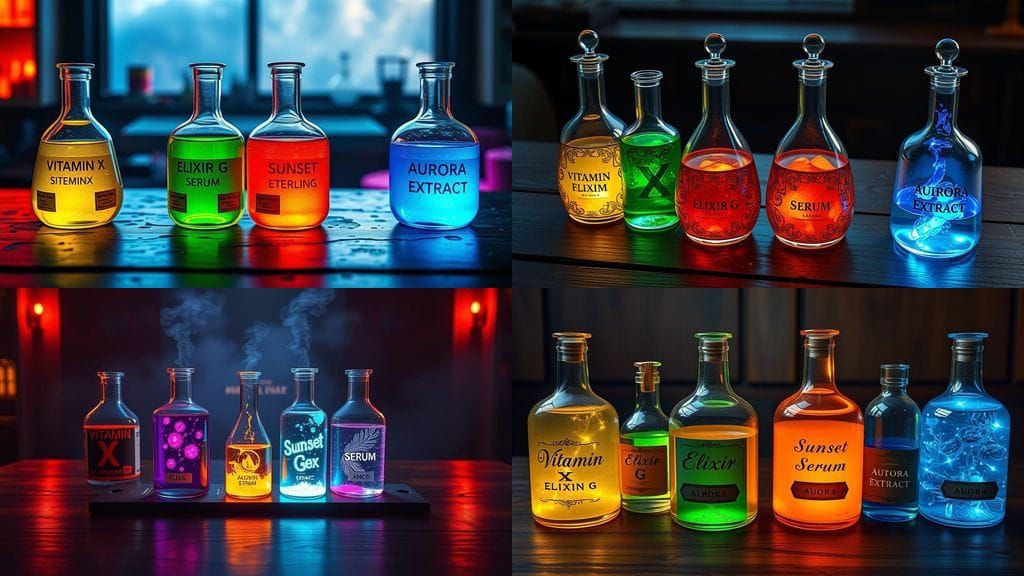 Vibrant Flasks of Mysterious Substances in Photorealistic De...