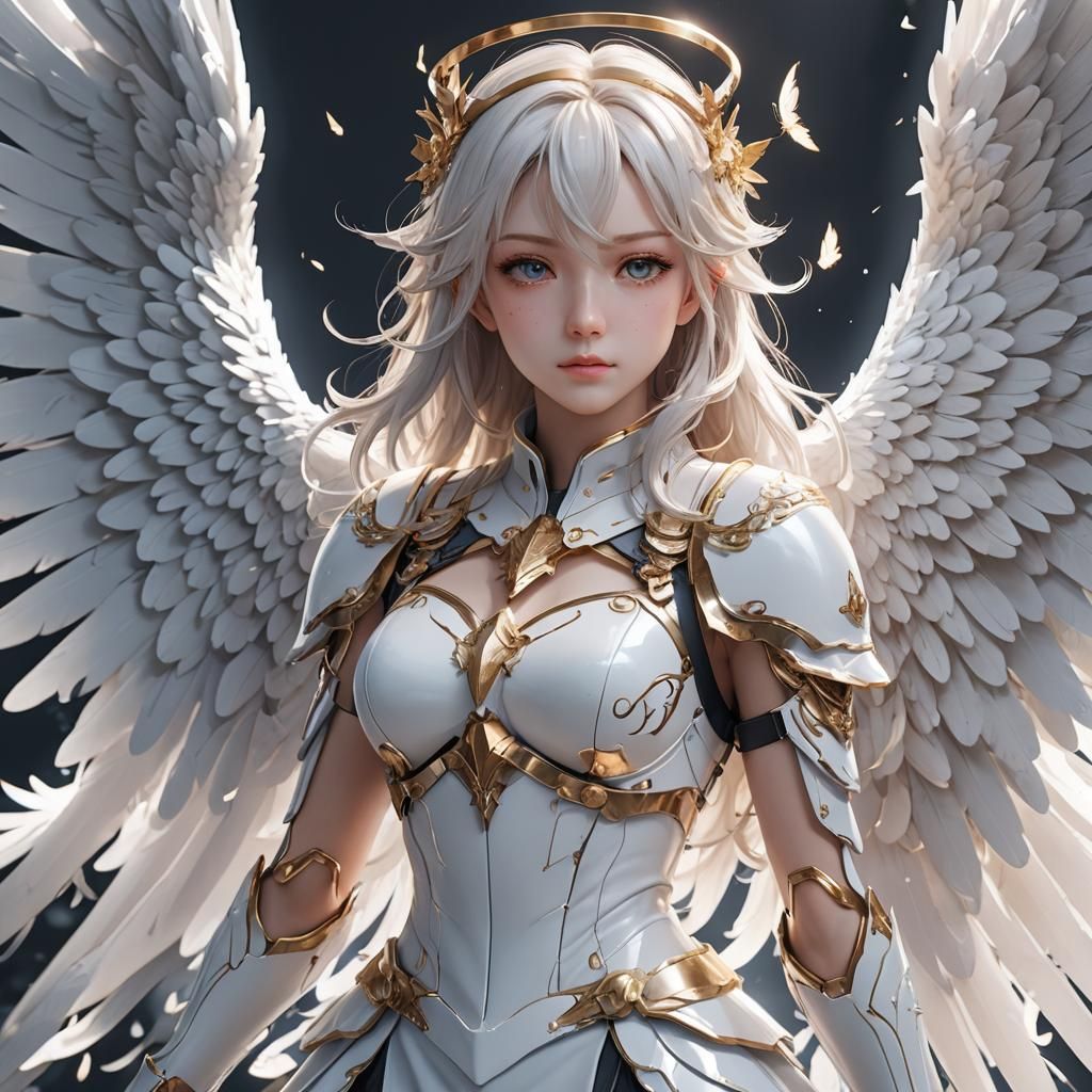 Anime Angel White in Detailed 3D Art