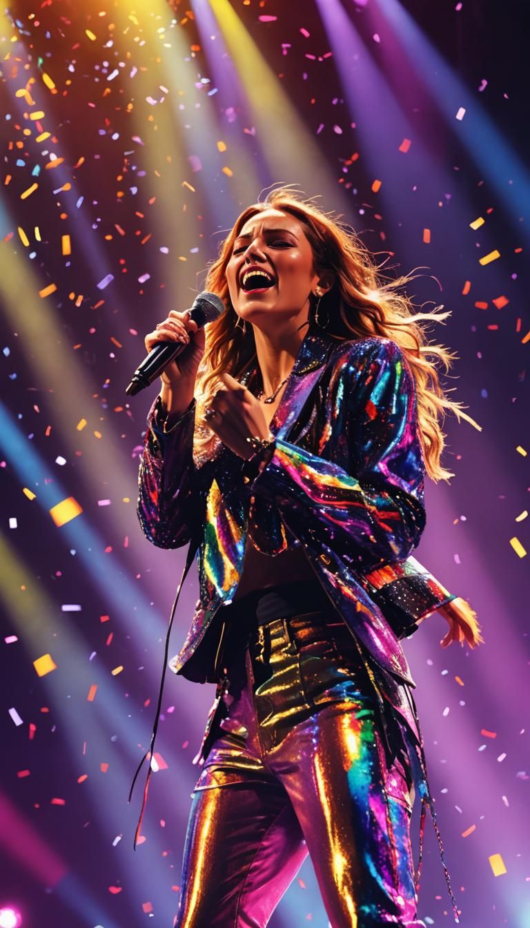 Energetic Stage Performance in Splash Art Style