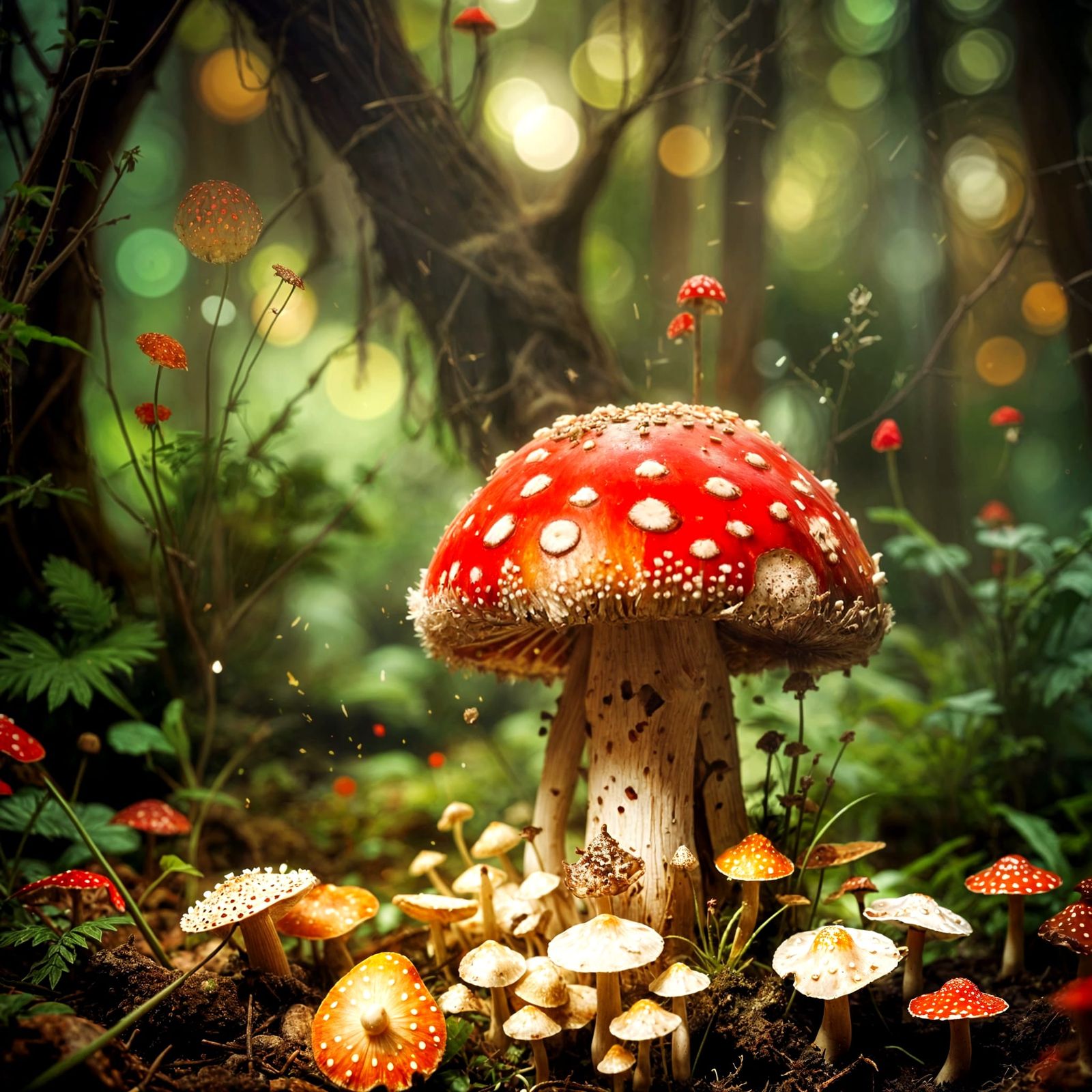 Ethereal Mushrooms in Crimson Glory