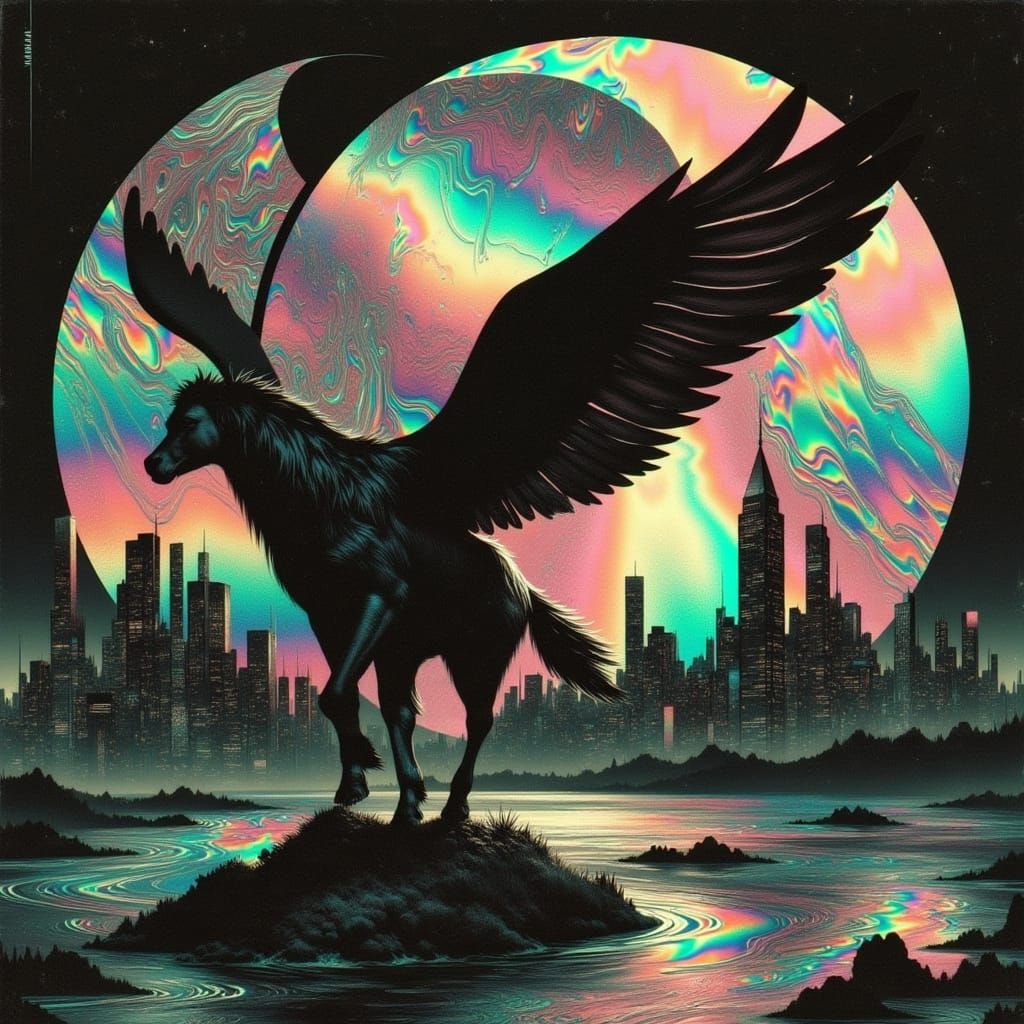 Fractured Digital Dreamscape in Neon Hues