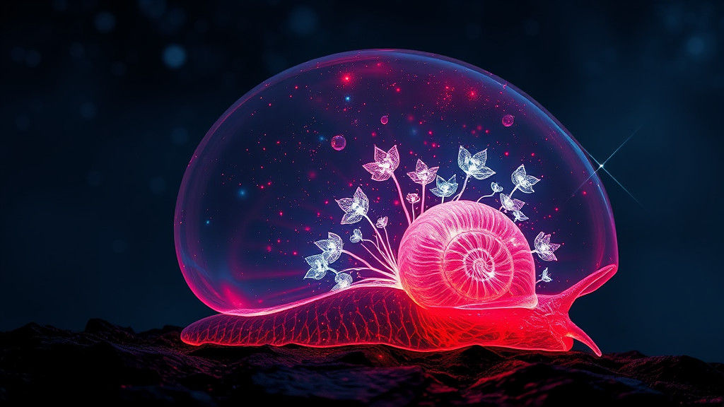Bioluminescent Fractal Plants in Glass Snail Shell