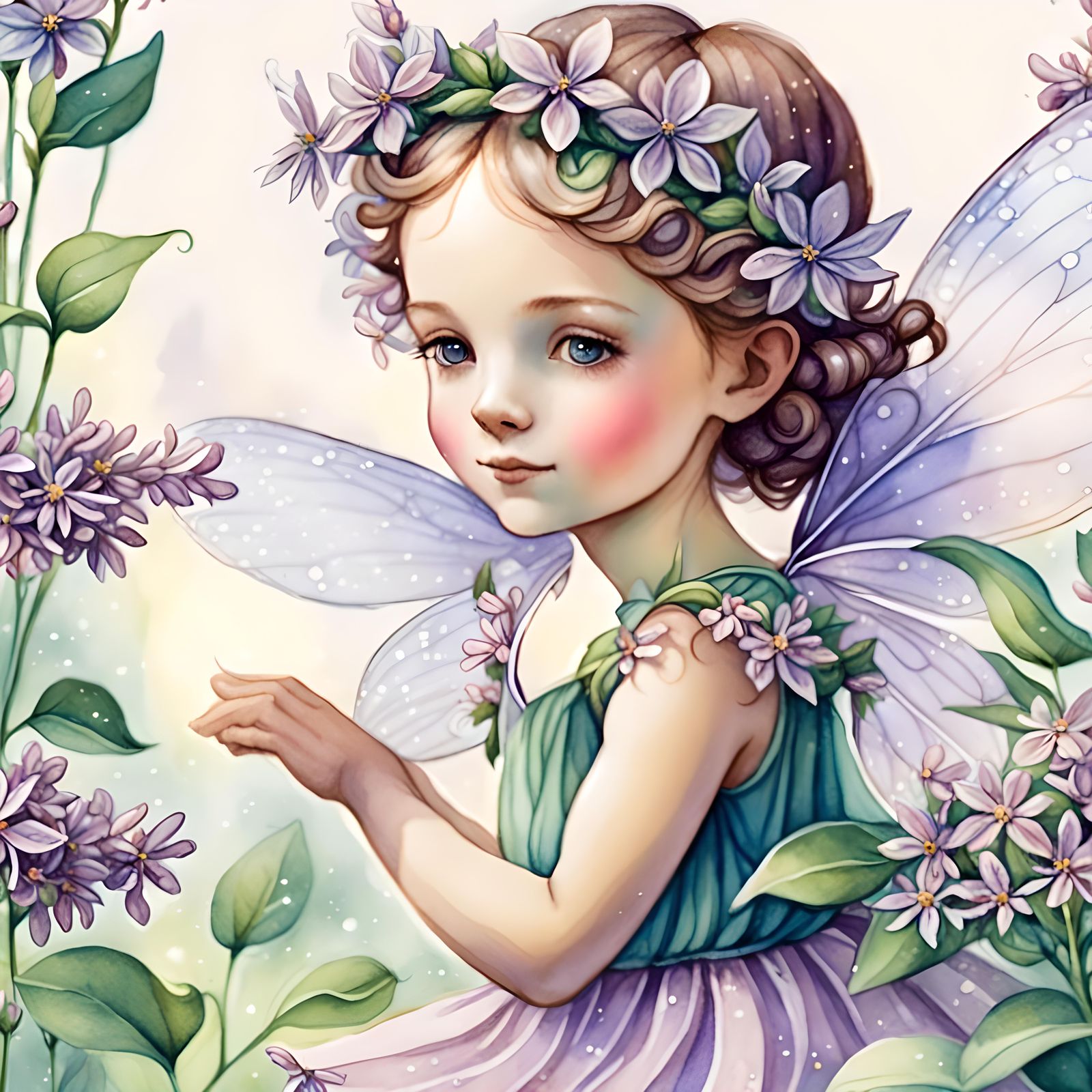 Ethereal Lilac Fairy Digital Illustration