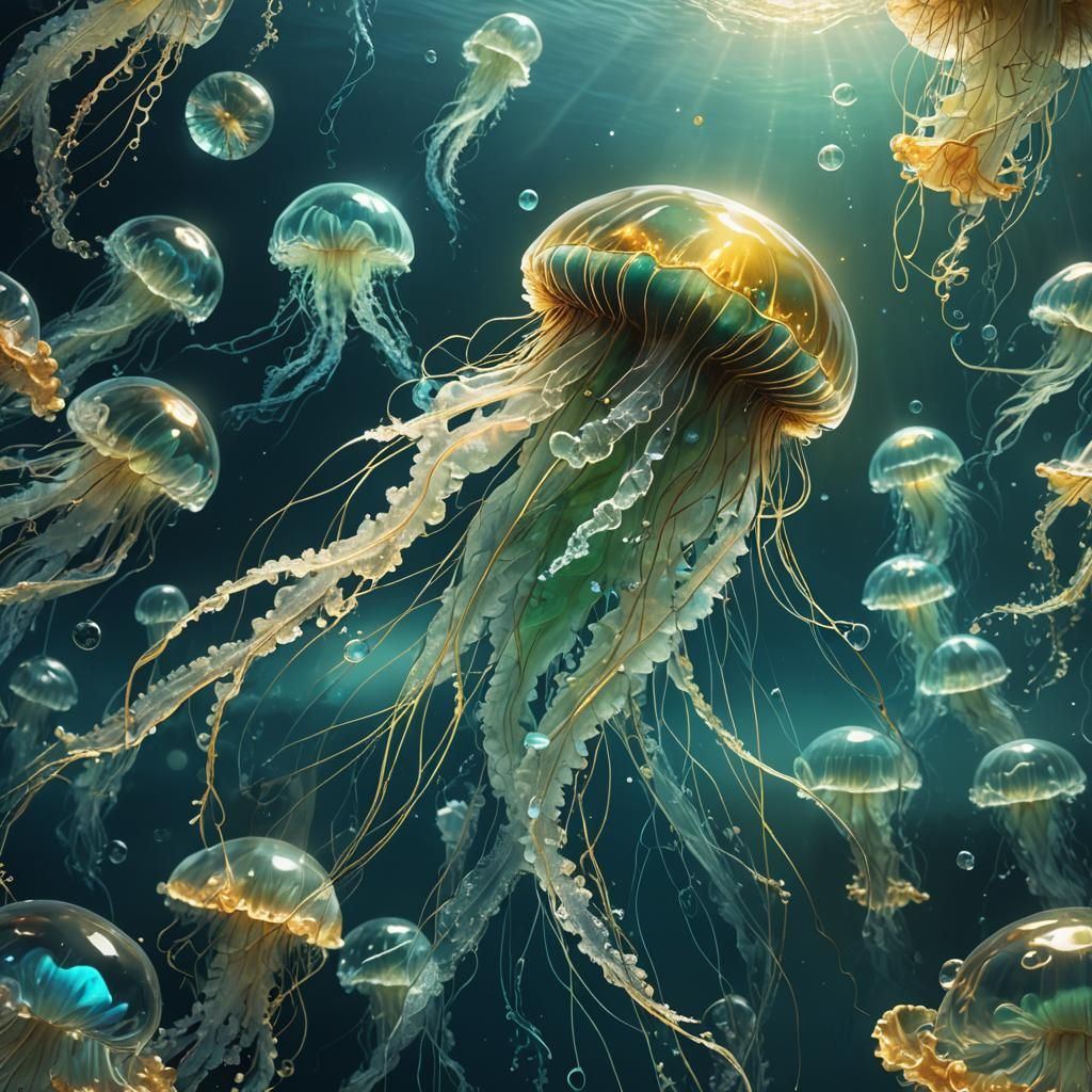 Crystal Jellyfish in the Deep: Splash Art
