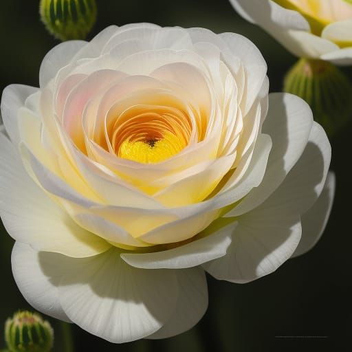 Hyperrealistic Ranunculus Portrait in Natural Sunlight