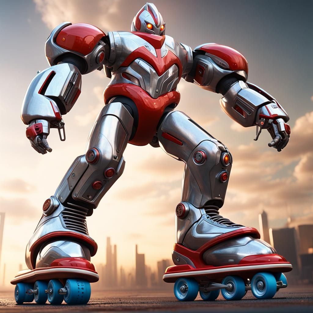 Earth Gordon on Roller Skates in Sci-Fi Style