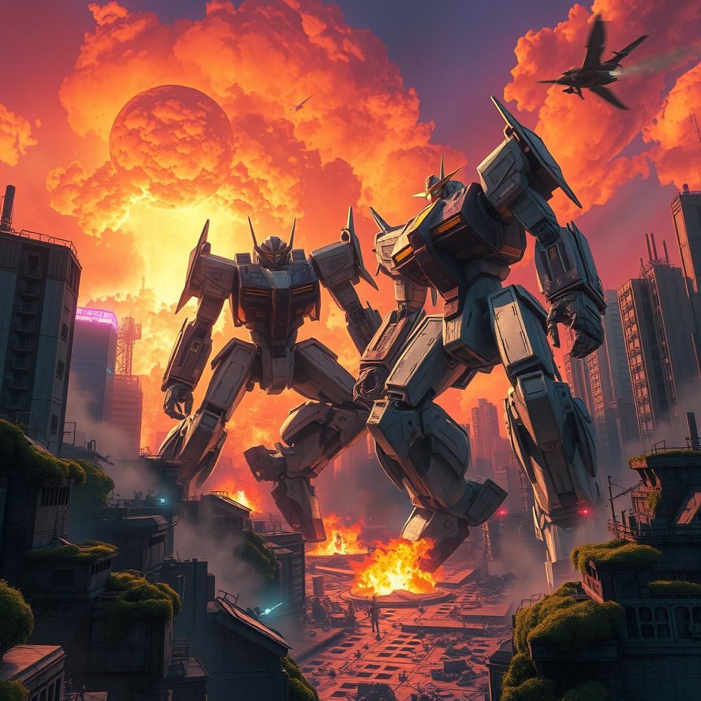 Robots Clash in Apocalyptic Anime Metropolis