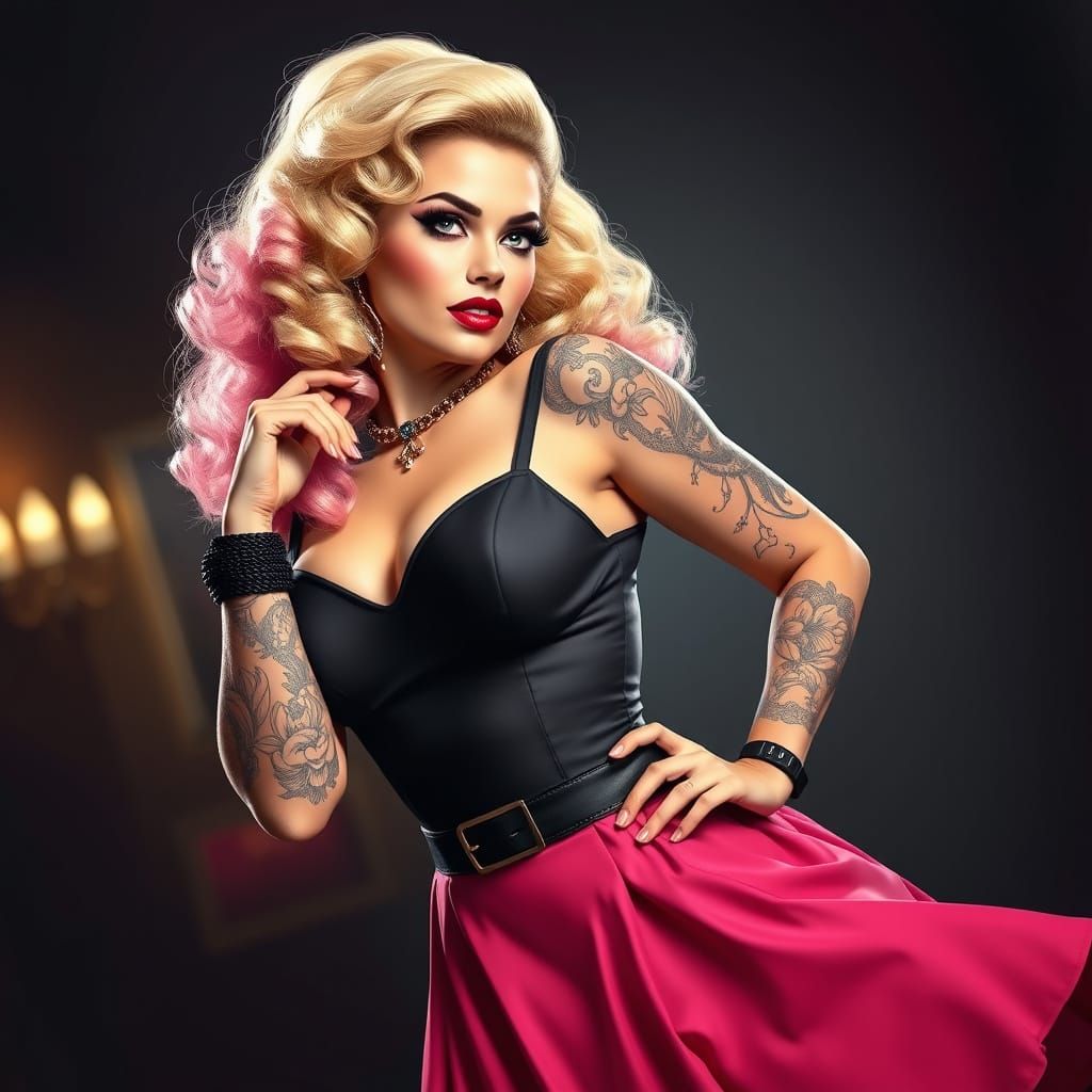 Pin-Up Beauty in Retro Attire