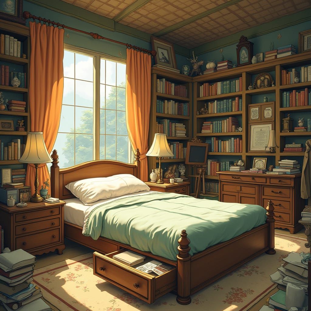 Colossal Bedroom with Gigantic Furniture and Tiny Bed