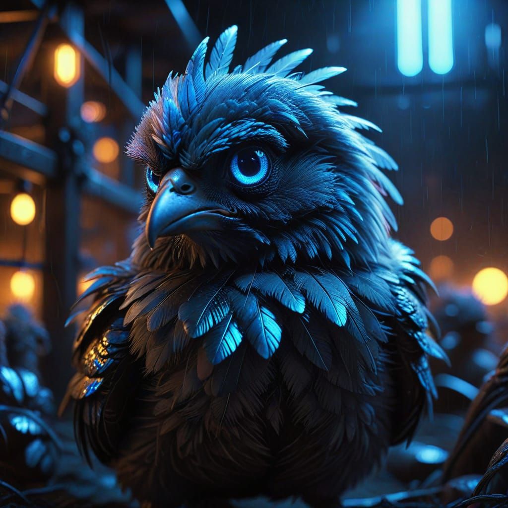 Cyberpunk Chick Attends Chicken Coop Meeting