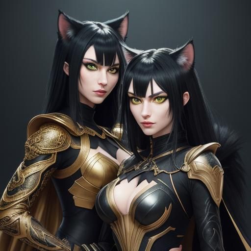 Catgirl Fighter in High Fantasy Splash Art