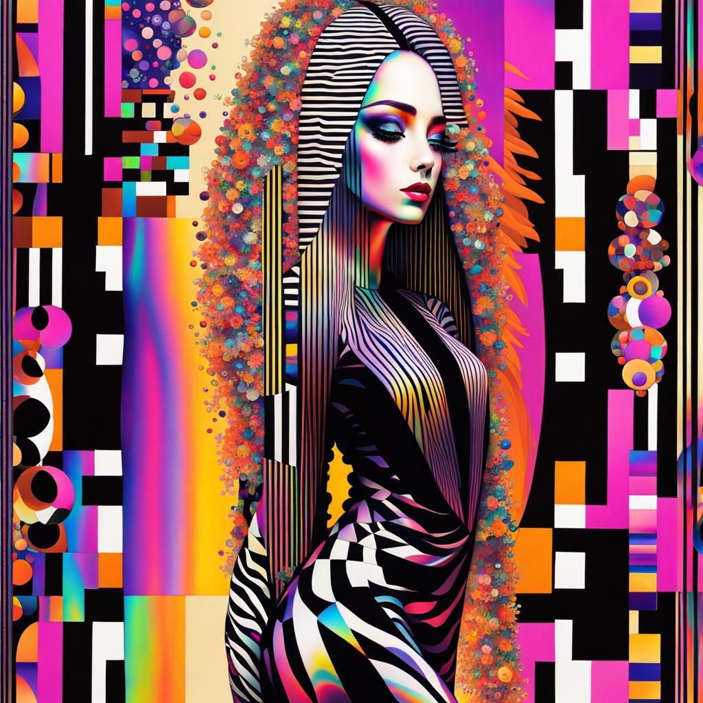 Holographic Glitch Gustav Klimt Oil Painting