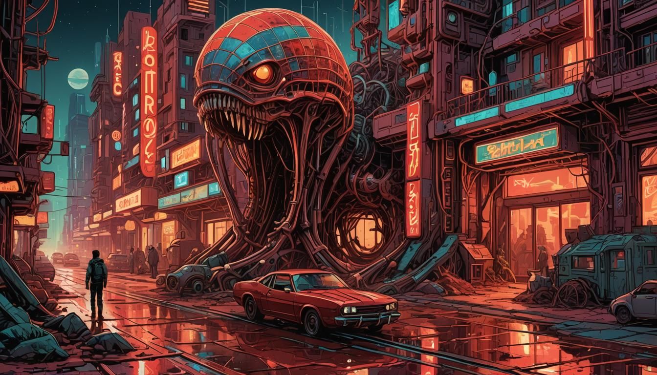 Retro Futurism Comic Book Art on Mars