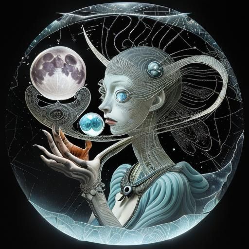 Translucent Glass Moon with Starry Details