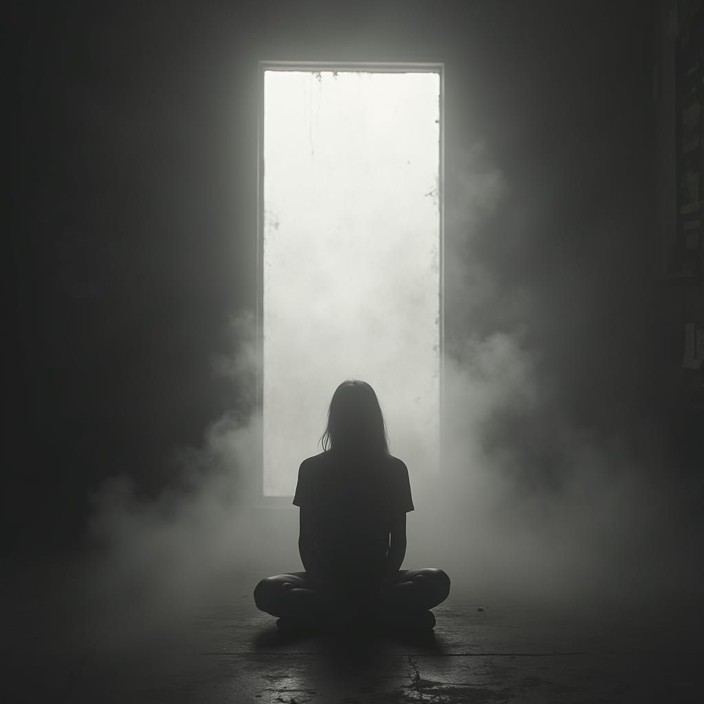 Ethereal Faceless Figure in Minimalist Black and White