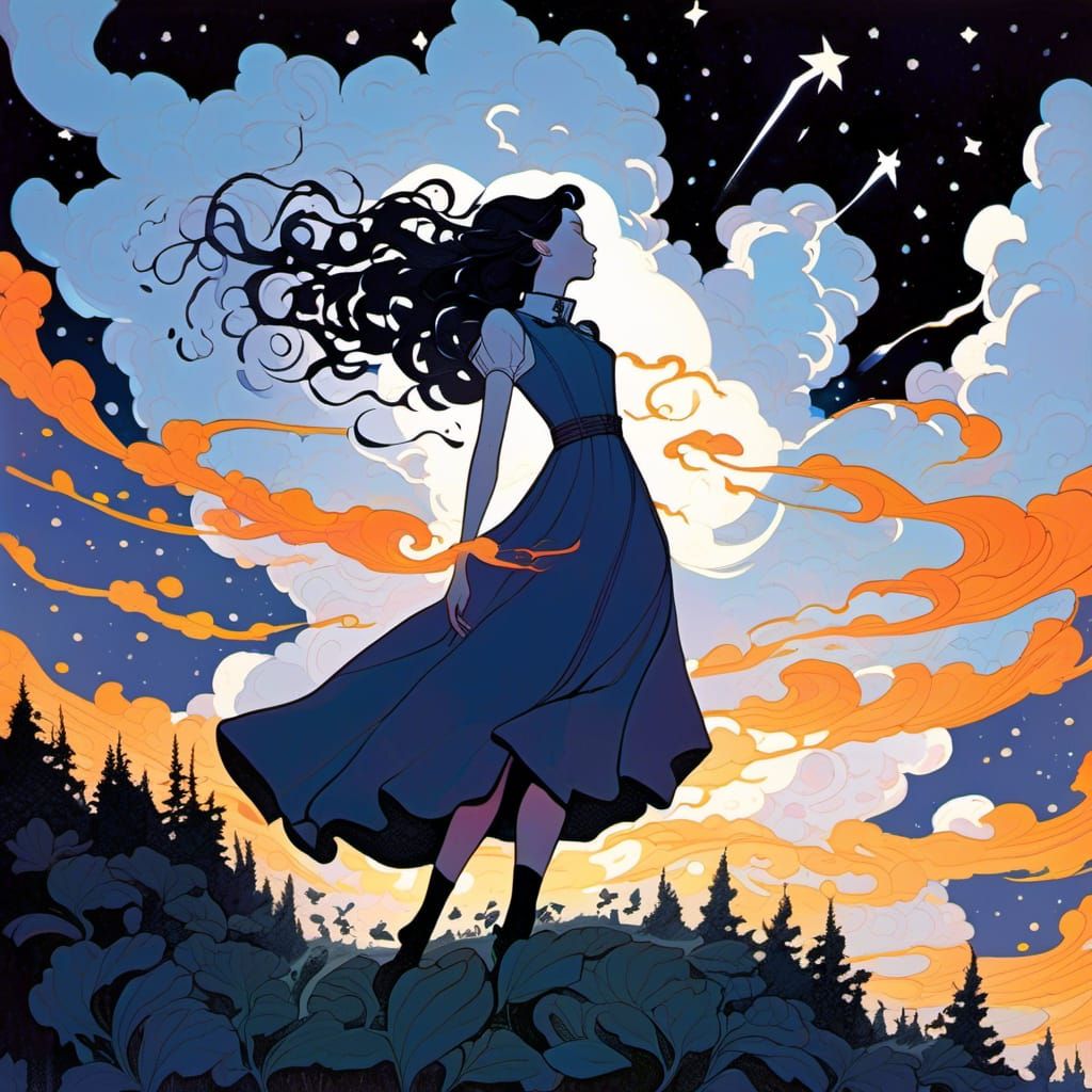 Starry Night Overlook in Celestial Style