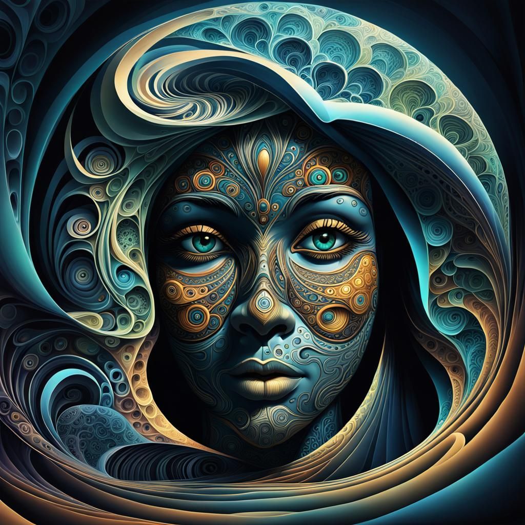 Abstract Fractal with Zentangle and 3D Shading