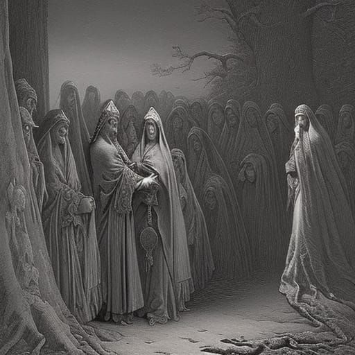 Darkwater Market in a Gustave Doré-Inspired Horror Scene, Pa...