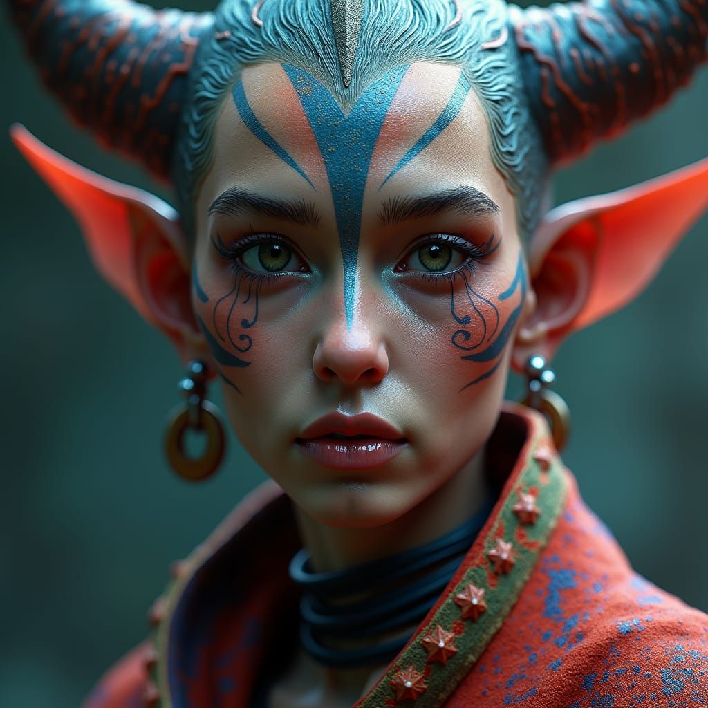 Detailed Portrait of a Githyanki Monk in Art Nouveau Style