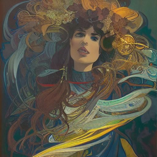 Cultural Space Portrait in Hyperdetailed Art Nouveau Style