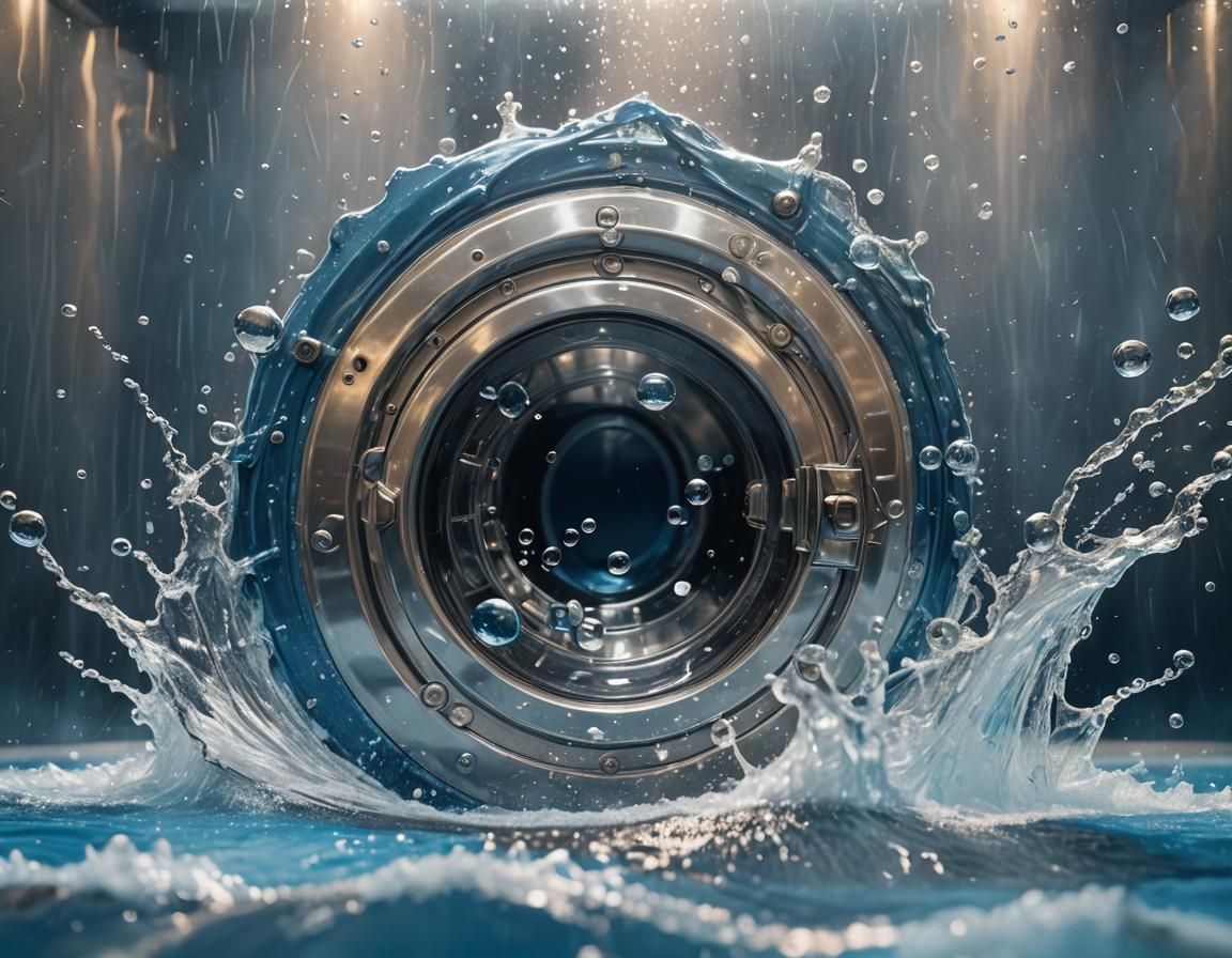 Waterfall Flowing from Washing Machine: Splash Art