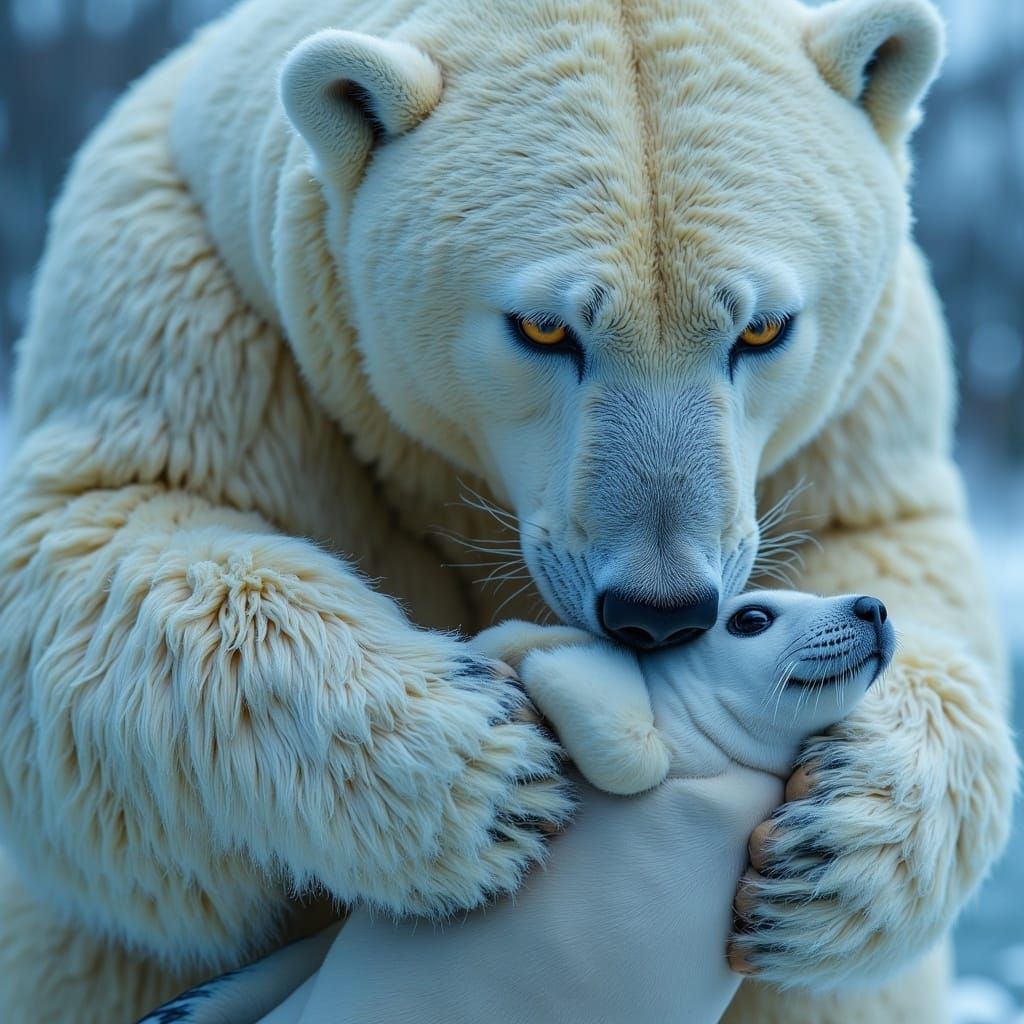 Polar Bear's Icy Vision: Seal and Savage Instinct
